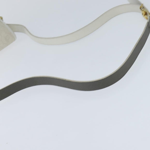 Christian Dior Honeycomb Canvas Shoulder Bag PVC White gold Auth BA7505