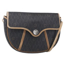 Christian Dior Honeycomb Canvas Shoulder Bag PVC Black gold Auth BA7506-1