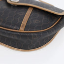 Christian Dior Honeycomb Canvas Shoulder Bag PVC Black gold Auth BA7506-9