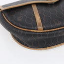 Christian Dior Honeycomb Canvas Shoulder Bag PVC Black gold Auth BA7506-14