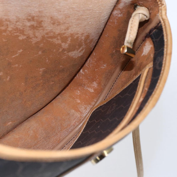 Christian Dior Honeycomb Canvas Shoulder Bag PVC Black gold Auth BA7506