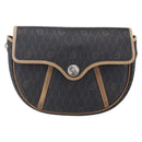 Christian Dior Honeycomb Canvas Shoulder Bag PVC Black gold Auth BA7506-13