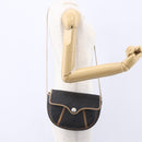 Christian Dior Honeycomb Canvas Shoulder Bag PVC Black gold Auth BA7506-20