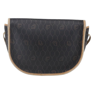 Christian Dior Honeycomb Canvas Shoulder Bag PVC Black gold Auth BA7506 - 0