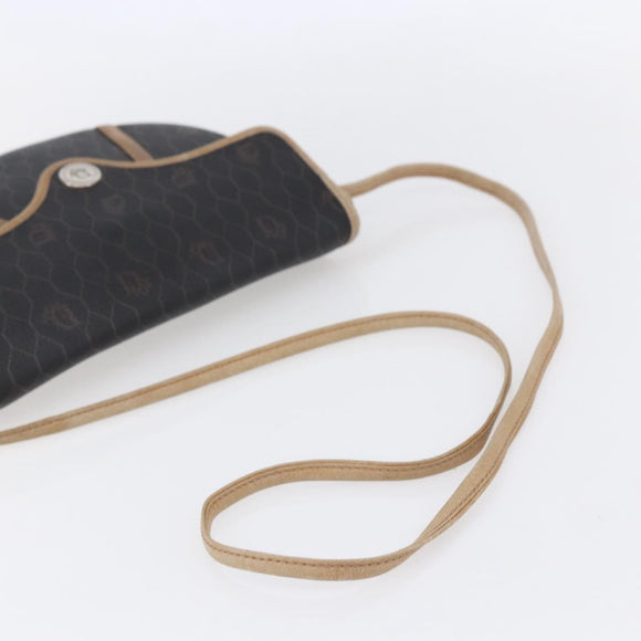 Christian Dior Honeycomb Canvas Shoulder Bag PVC Black gold Auth BA7506