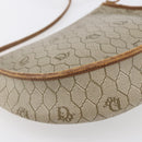 Christian Dior Honeycomb Canvas Shoulder Bag PVC Beige gold Auth BA7507-9