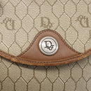 Christian Dior Honeycomb Canvas Shoulder Bag PVC Beige gold Auth BA7507-17