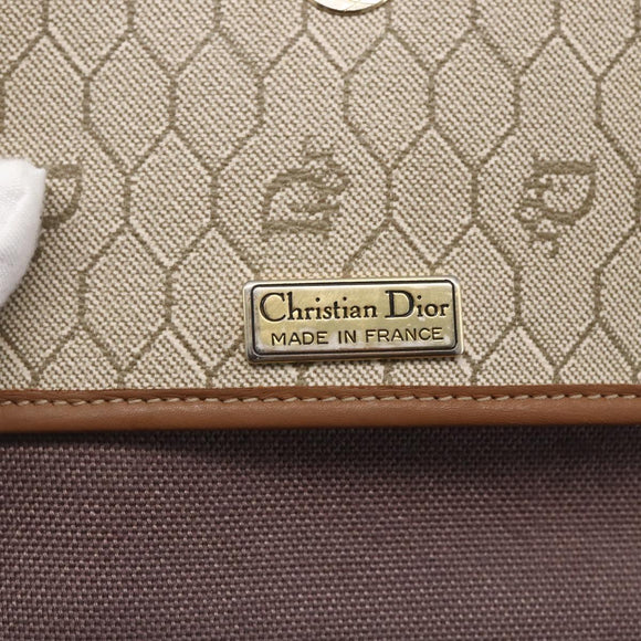 Christian Dior Honeycomb Canvas Shoulder Bag PVC Beige gold Auth BA7507