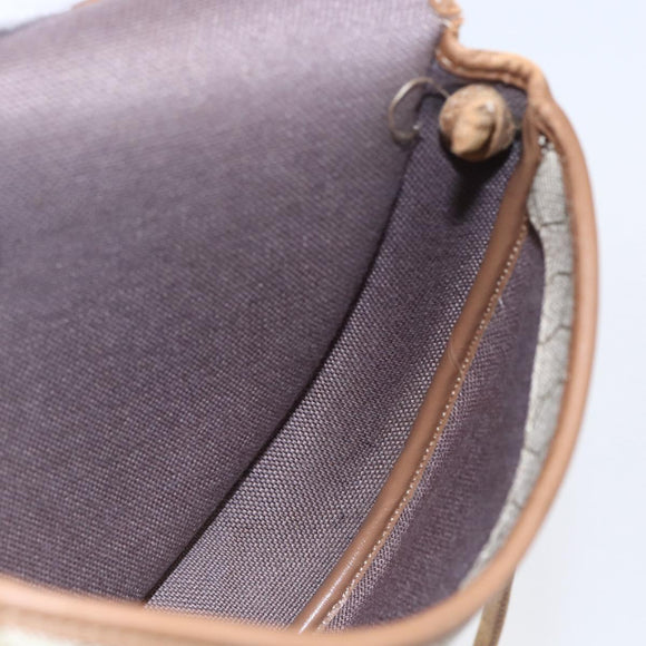 Christian Dior Honeycomb Canvas Shoulder Bag PVC Beige gold Auth BA7507