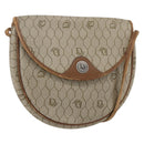 Christian Dior Honeycomb Canvas Shoulder Bag PVC Beige gold Auth BA7507-1