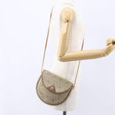 Christian Dior Honeycomb Canvas Shoulder Bag PVC Beige gold Auth BA7507-21