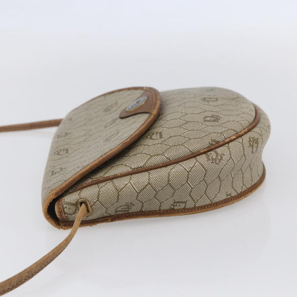 Christian Dior Honeycomb Canvas Shoulder Bag PVC Beige gold Auth BA7507