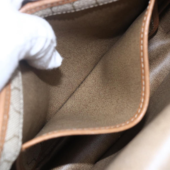 Christian Dior Honeycomb Canvas Shoulder Bag PVC Beige gold Auth BA7508