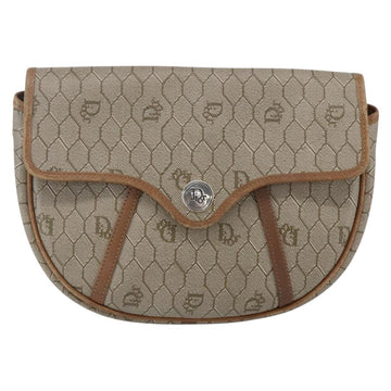 Christian Dior Honeycomb Canvas Shoulder Bag PVC Beige gold Auth BA7508 - 0