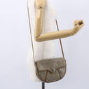 Christian Dior Honeycomb Canvas Shoulder Bag PVC Beige gold Auth BA7508-20