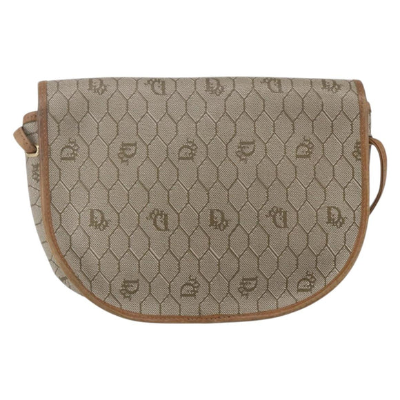 Christian Dior Honeycomb Canvas Shoulder Bag PVC Beige gold Auth BA7508