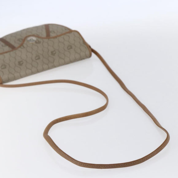 Christian Dior Honeycomb Canvas Shoulder Bag PVC Beige gold Auth BA7508