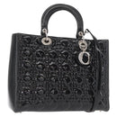 Christian Dior Canage Hand Bag Enamel 2way Black Silver Auth BA7509-1