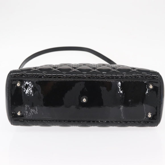 Christian Dior Canage Hand Bag Enamel 2way Black Silver Auth BA7509