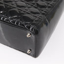 Christian Dior Canage Hand Bag Enamel 2way Black Silver Auth BA7509-17