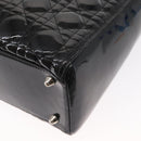 Christian Dior Canage Hand Bag Enamel 2way Black Silver Auth BA7509-19