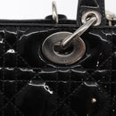 Christian Dior Canage Hand Bag Enamel 2way Black Silver Auth BA7509-20