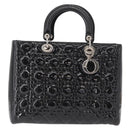 Christian Dior Canage Hand Bag Enamel 2way Black Silver Auth BA7509-13