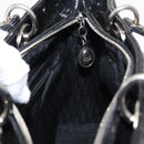 Christian Dior Canage Hand Bag Enamel 2way Black Silver Auth BA7509-22