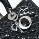 Christian Dior Canage Hand Bag Enamel 2way Black Silver Auth BA7509-10