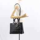 Christian Dior Canage Hand Bag Enamel 2way Black Silver Auth BA7509-26