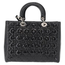 Christian Dior Canage Hand Bag Enamel 2way Black Silver Auth BA7509-2