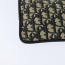 Christian Dior Trotter Canvas Clutch Bag Navy Gold Auth BA7510-15