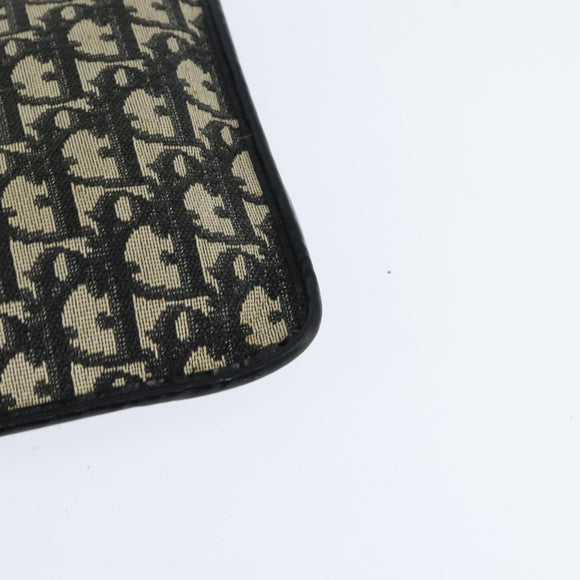 Christian Dior Trotter Canvas Clutch Bag Navy Gold Auth BA7510