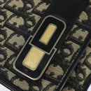 Christian Dior Trotter Canvas Clutch Bag Navy Gold Auth BA7510-17