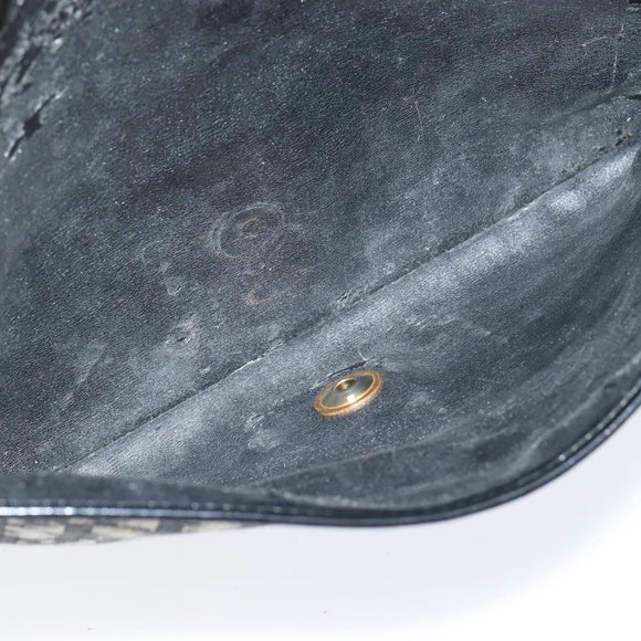 Christian Dior Trotter Canvas Clutch Bag Navy Gold Auth BA7510