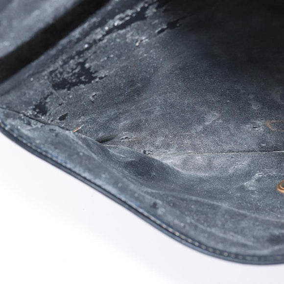 Christian Dior Trotter Canvas Clutch Bag Navy Gold Auth BA7510