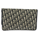 Christian Dior Trotter Canvas Clutch Bag Navy Gold Auth BA7510-2