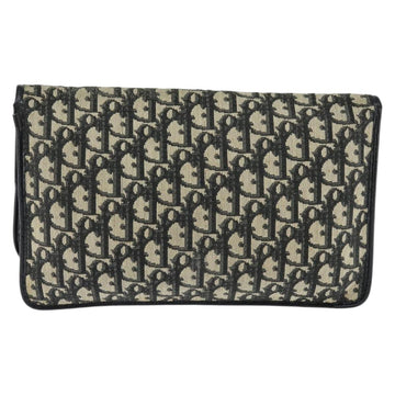 Christian Dior Trotter Canvas Clutch Bag Navy Gold Auth BA7510 - 0