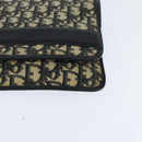 Christian Dior Trotter Canvas Clutch Bag Navy Gold Auth BA7510-14