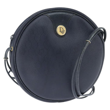 Christian Dior Honeycomb Canvas Shoulder Bag PVC Navy gold Auth BA7511