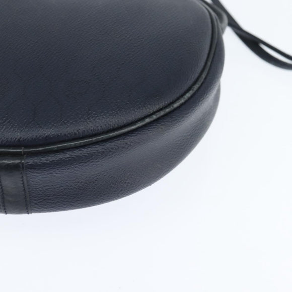 Christian Dior Honeycomb Canvas Shoulder Bag PVC Navy gold Auth BA7511