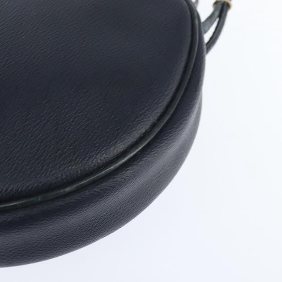 Christian Dior Honeycomb Canvas Shoulder Bag PVC Navy gold Auth BA7511