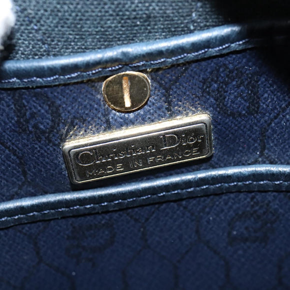 Christian Dior Honeycomb Canvas Shoulder Bag PVC Navy gold Auth BA7511