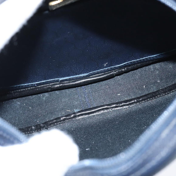 Christian Dior Honeycomb Canvas Shoulder Bag PVC Navy gold Auth BA7511