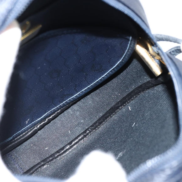 Christian Dior Honeycomb Canvas Shoulder Bag PVC Navy gold Auth BA7511