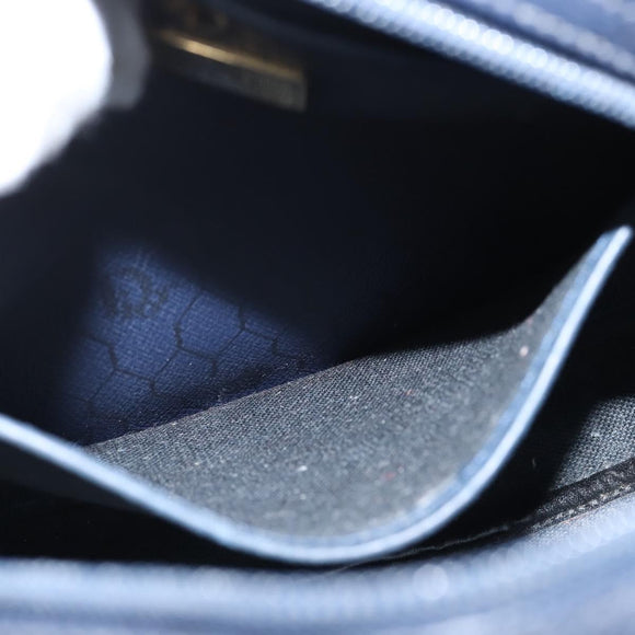 Christian Dior Honeycomb Canvas Shoulder Bag PVC Navy gold Auth BA7511