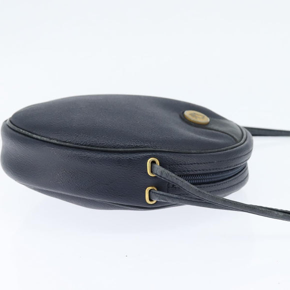 Christian Dior Honeycomb Canvas Shoulder Bag PVC Navy gold Auth BA7511