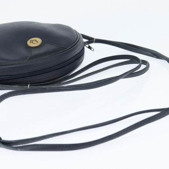 Christian Dior Honeycomb Canvas Shoulder Bag PVC Navy gold Auth BA7511