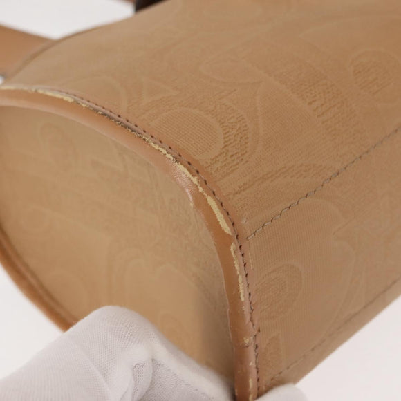 Christian Dior Hand Bag Leather Beige Gold Auth BA7513