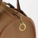 Christian Dior Hand Bag Leather Beige Gold Auth BA7513-14